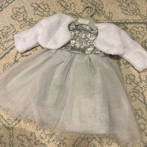 18 Month Formal Dress w/ faux fur jacket